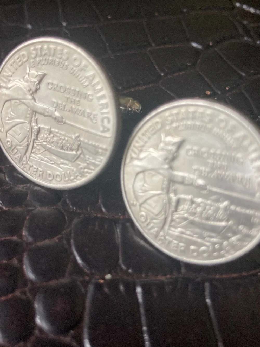 250 Year Washington Crossing the Delaware Quarter Cufflinks–Revolutionary War.